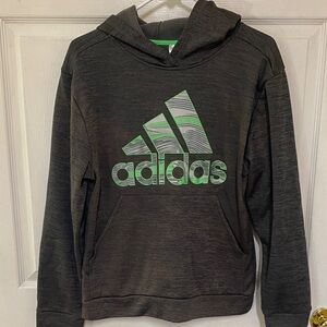 Adidas Gray Hoodie with Neon Green Trim